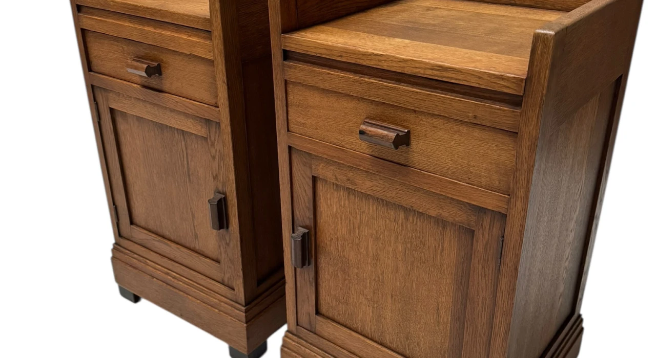 Two Art Deco Modernist Nightstands or Bedside Tables, 1920s
